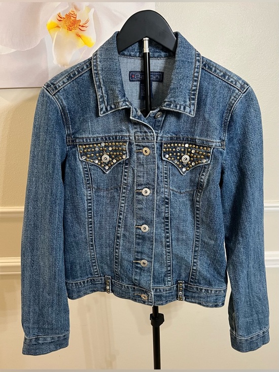 Baccini Jackets & Blazers - Baccini Women’s Light Blue Rhinestone Embellished Denim Jacket! Size Medium.